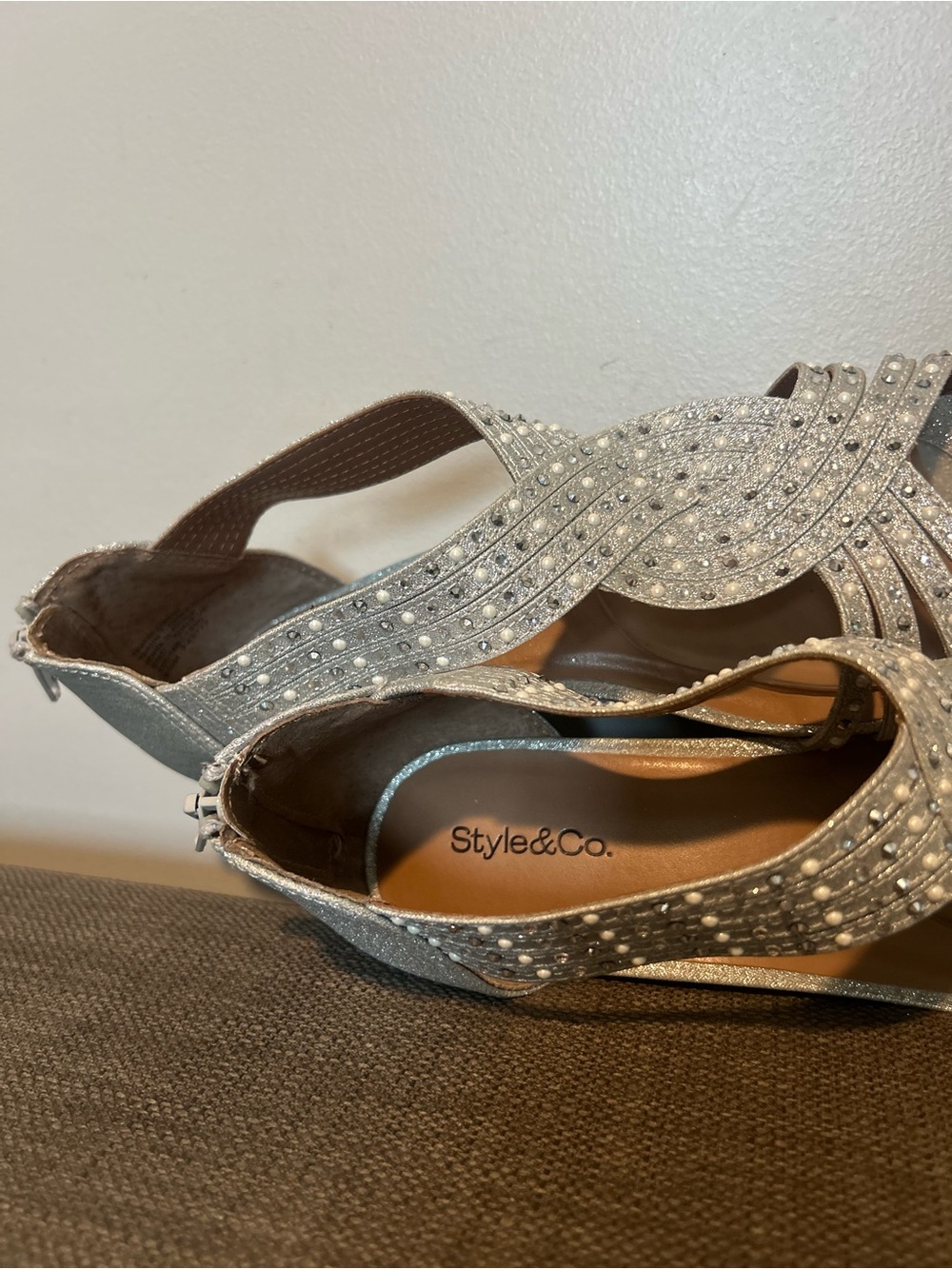 Style & Co. Sparkle Strappy Evening Sandals - Silver - Picture 9 of 9